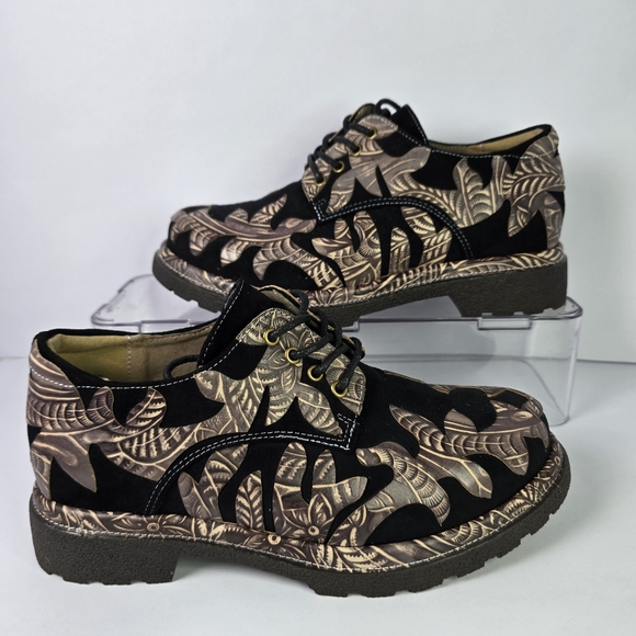 L’Artiste by Spring Step Womens Jigsaw Leather Textile Oxford Shoes Multicolor - Picture 11 of 12